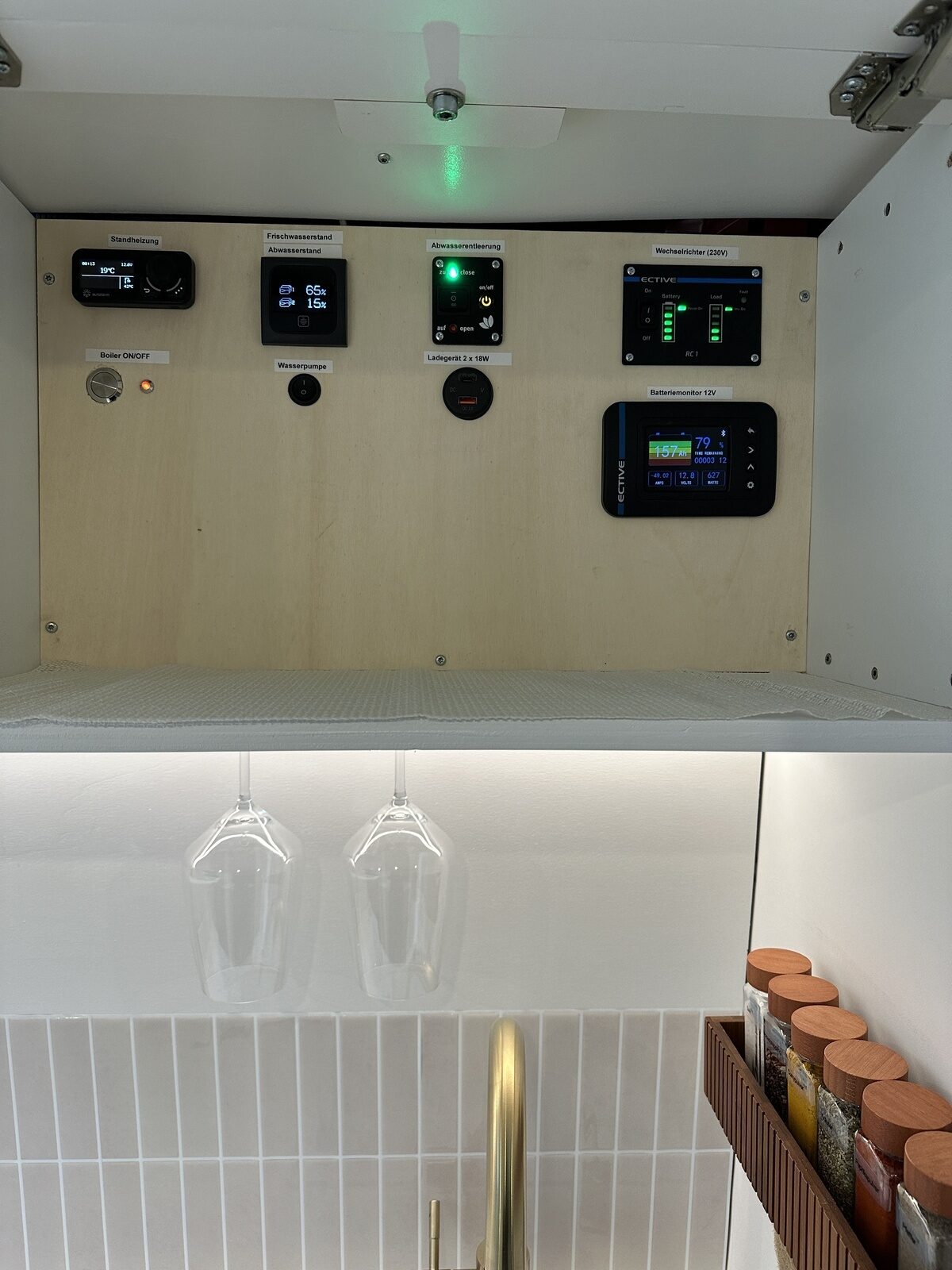 Bedienpanel des autarken Elektrosystems